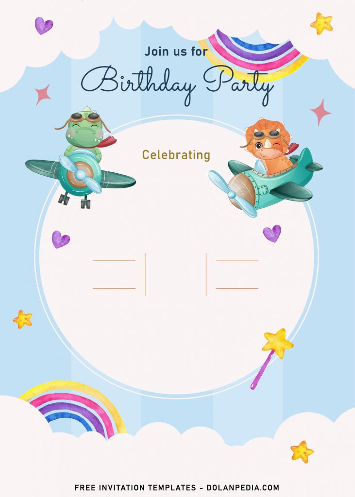 9+ Cute Hand Drawn Up In The Sky Birthday Invitation Templates and has Colorful Rainbow