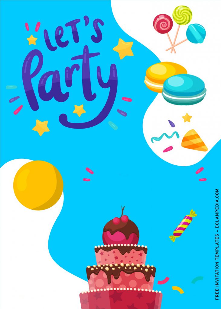 10+ Let's Party Up Birthday Invitation Templates For Cheerful Kids Birthday Party and has cute and delicious Macaroons 