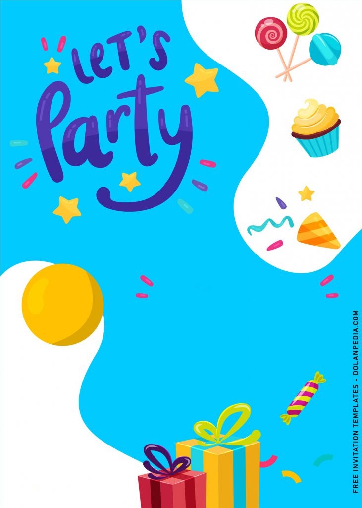10+ Let's Party Up Birthday Invitation Templates For Cheerful Kids Birthday Party and has Lollipops