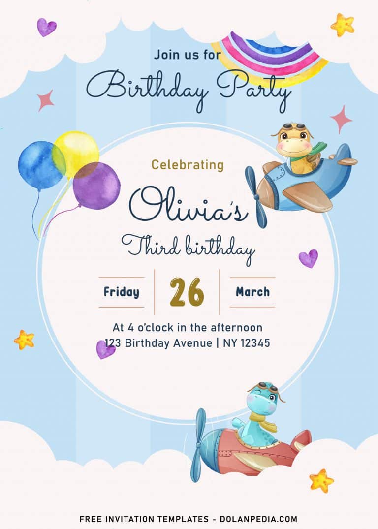 9+ Cute Hand Drawn Up In The Sky Birthday Invitation Templates | Dolanpedia