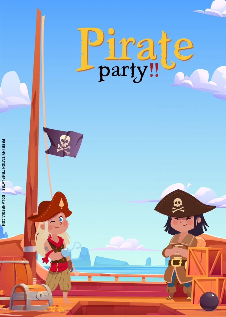 7+ Pirate Adventure Birthday Invitation Templates For Your Little Pirate's Birthday Party and has Pirate Flag or Jolly Roger Flag