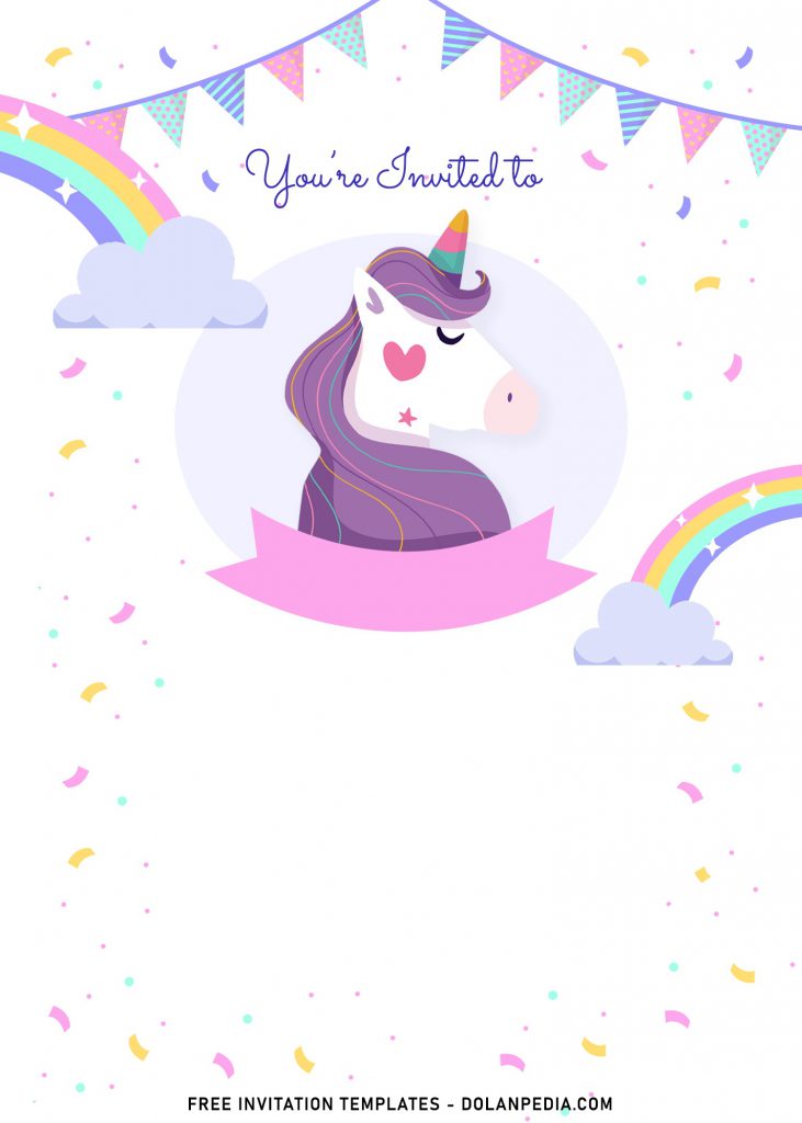 9+ Magical Rainbow Unicorn Birthday Invitation Templates For Kids Birthday Party with sparkling rainbow