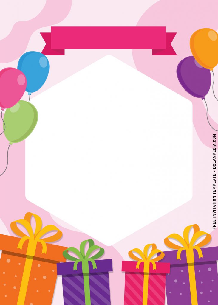10+ Colorful Pastel Birthday Invitation Templates For Fun Kid’s Birthday Party and has polygon shaped text box