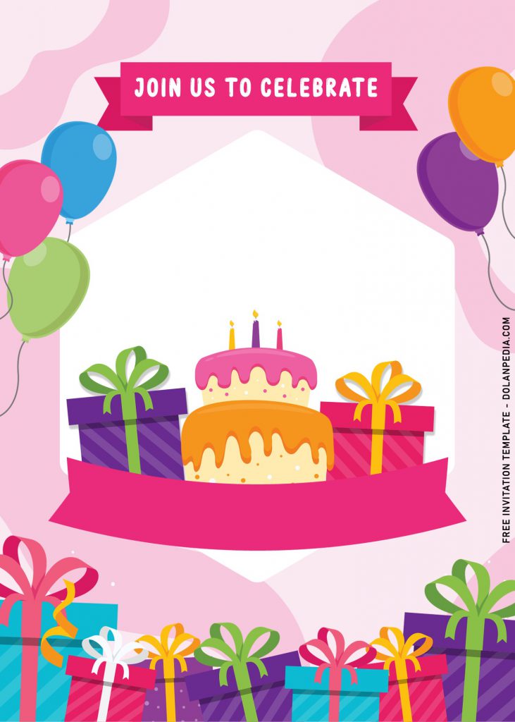 10+ Colorful Pastel Birthday Invitation Templates For Fun Kid’s Birthday Party and has pink background