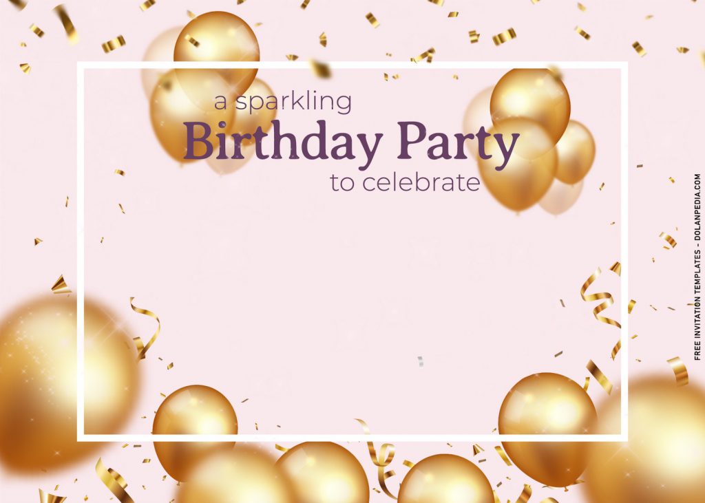 9+ Sparkling Balloons Birthday Invitation Templates with stunning gold confetti