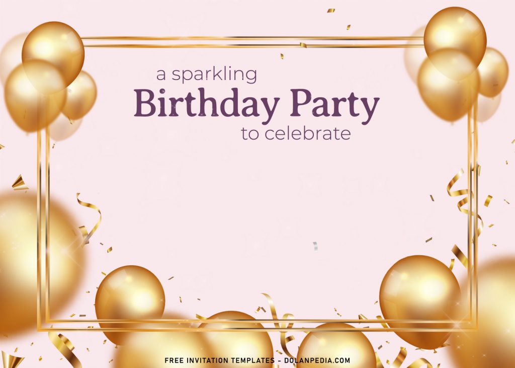9+ Sparkling Balloons Birthday Invitation Templates with stunning gold balloons