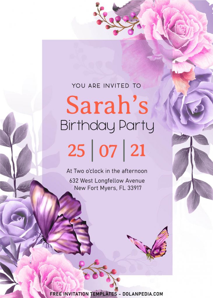 7+ Enchanting Floral Birthday Invitation Templates With Watercolor Butterfly