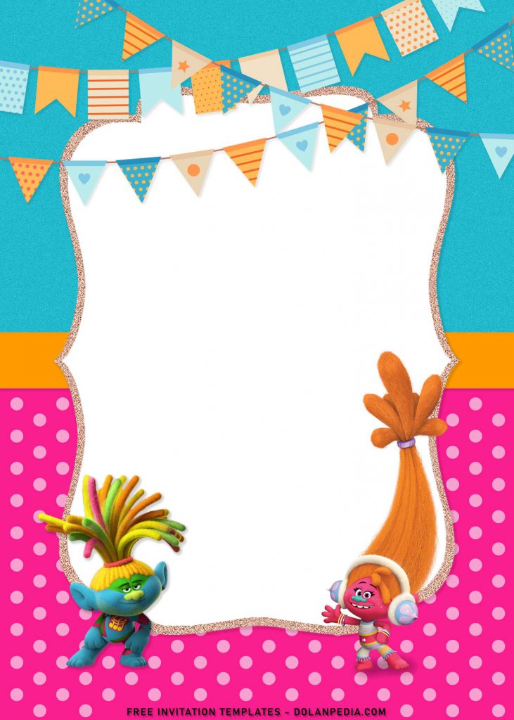 8+ Adorable Trolls Birthday Invitation Templates For Your Kid’s Birthday with colorful confetti