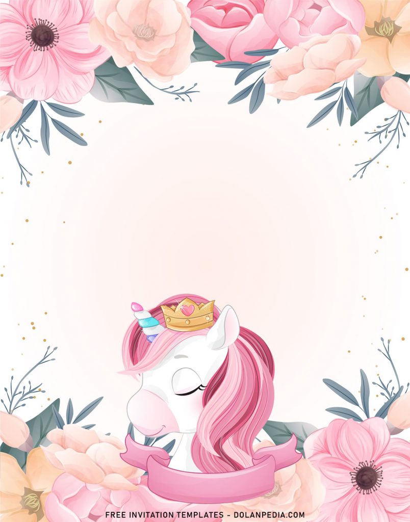 9+ Gorgeous Glam Floral Unicorn Birthday Invitation Templates with 