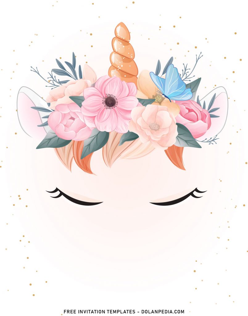9+ Gorgeous Glam Floral Unicorn Birthday Invitation Templates with hand drawn magical unicorn