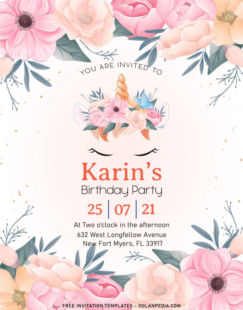 9+ Gorgeous Glam Floral Unicorn Birthday Invitation Templates