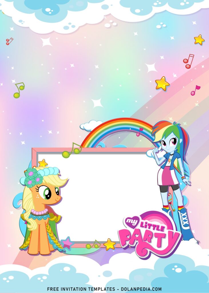 10+ Pink Glam My Little Pony Birthday Invitation Templates with Rainbow dash