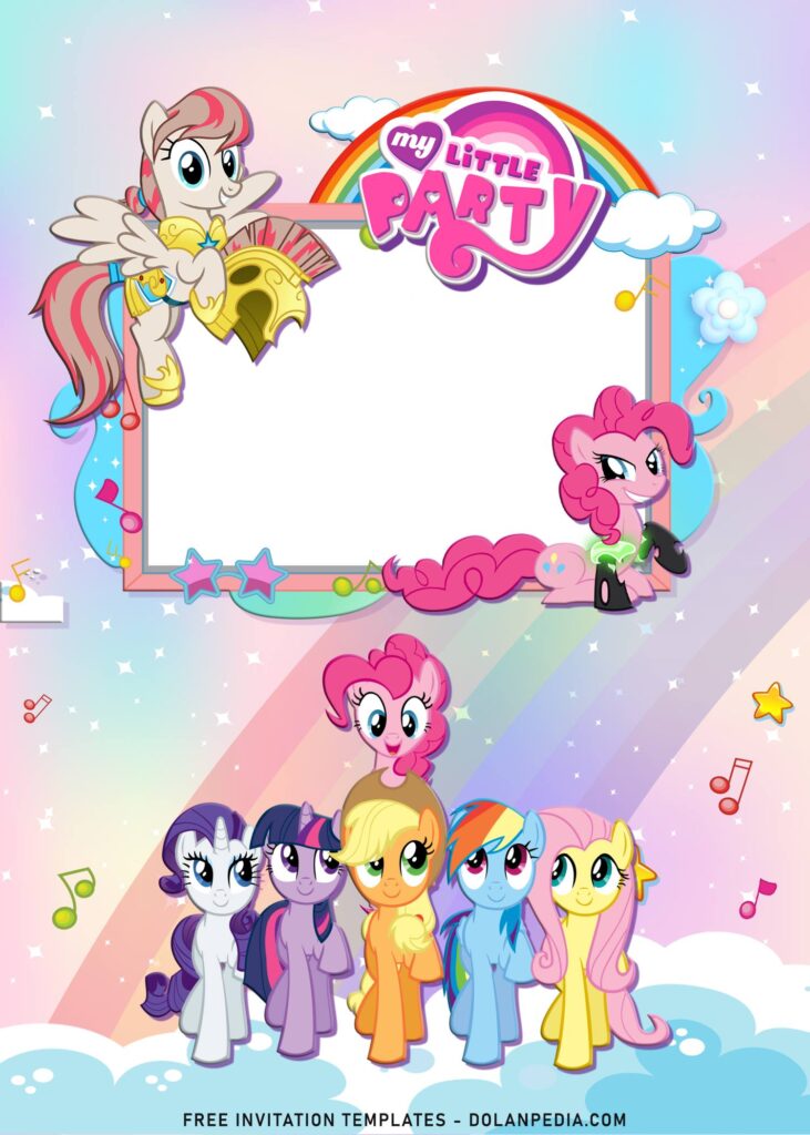 10+ Pink Glam My Little Pony Birthday Invitation Templates with cute pink text frame and box