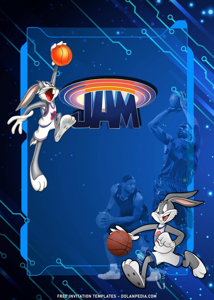 9+ Space Jam A New Legacy Birthday Invitation Templates with slam dunk bugs bunny