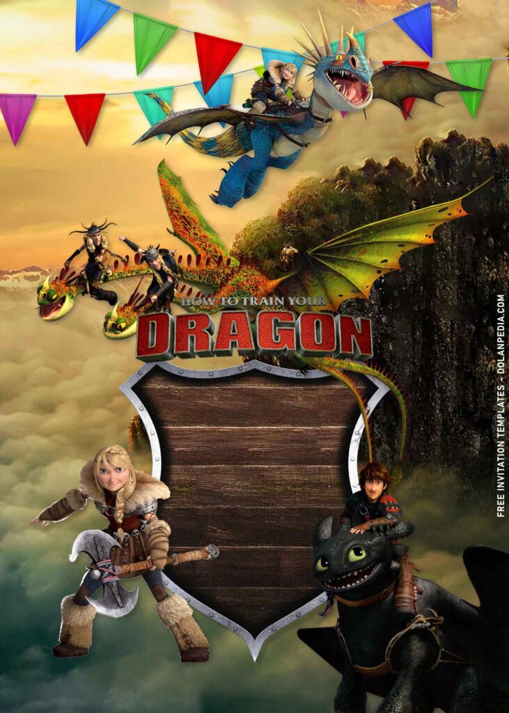 8+ How To Train Your Dragon Birthday Invitation Templates with Astrid and Stormfly dragon