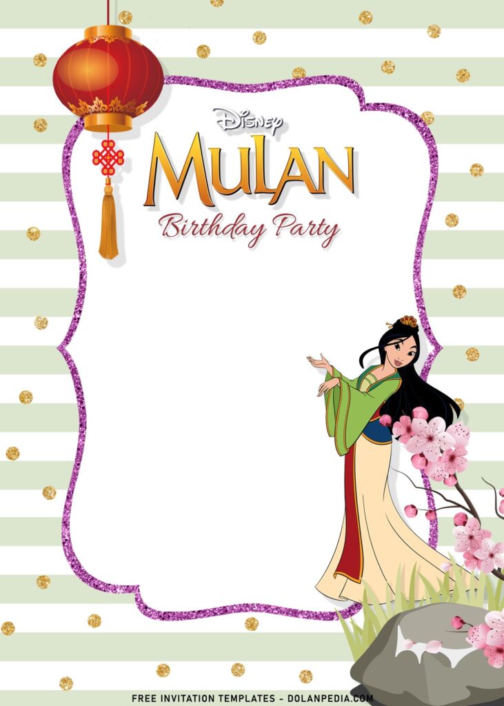 8+ Princess Mulan Birthday Invitation Templates with Peach Stripes