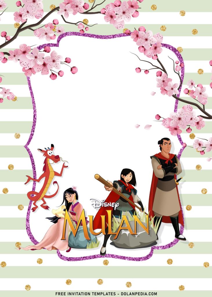 8+ Princess Mulan Birthday Invitation Templates with Mushu And Li Shang