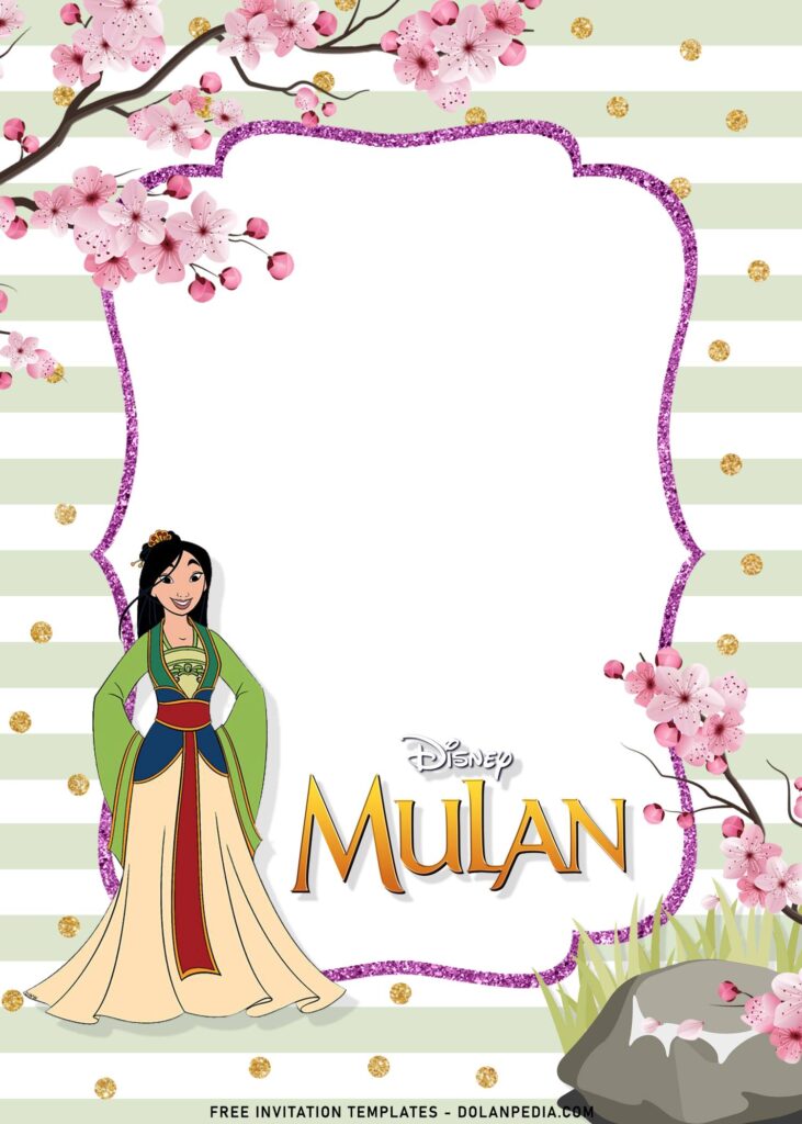 8+ Princess Mulan Birthday Invitation Templates with Watercolor Japanese Sakura