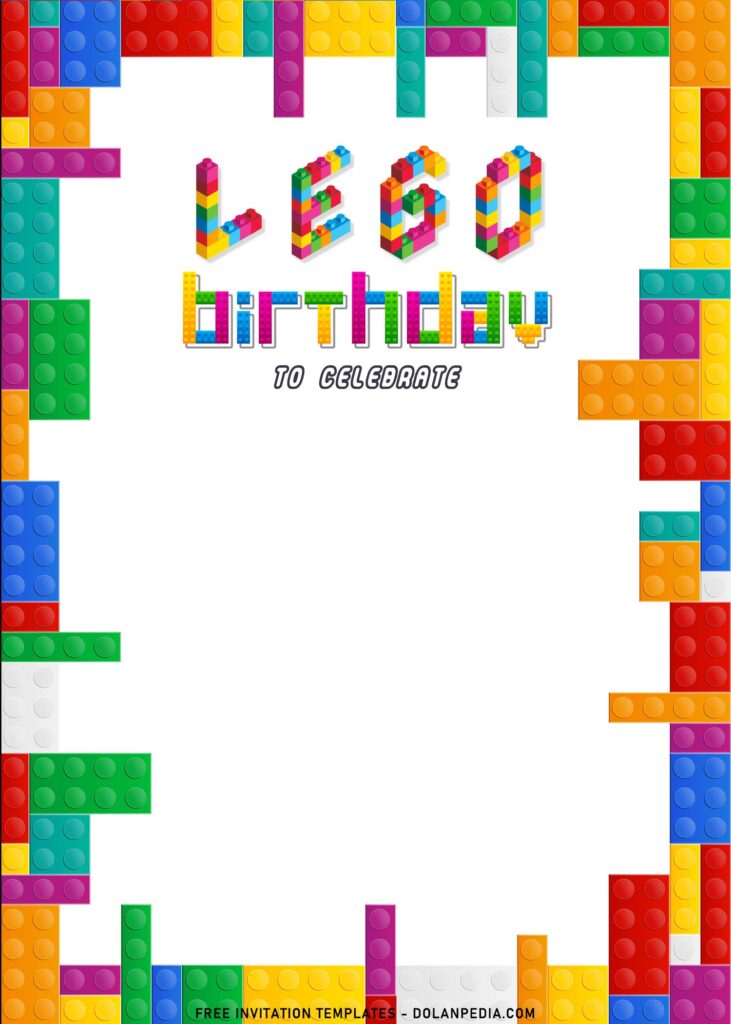 9+ Lego Birthday Invitation Templates For Kids Birthday Party with Colorful Lego Wording