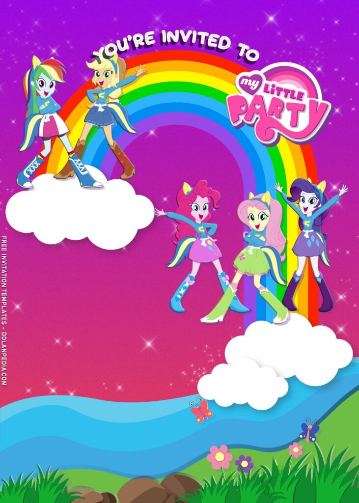 9+ My Little Pony Birthday Invitation Templates with Dancing Apple Jack And Rarity