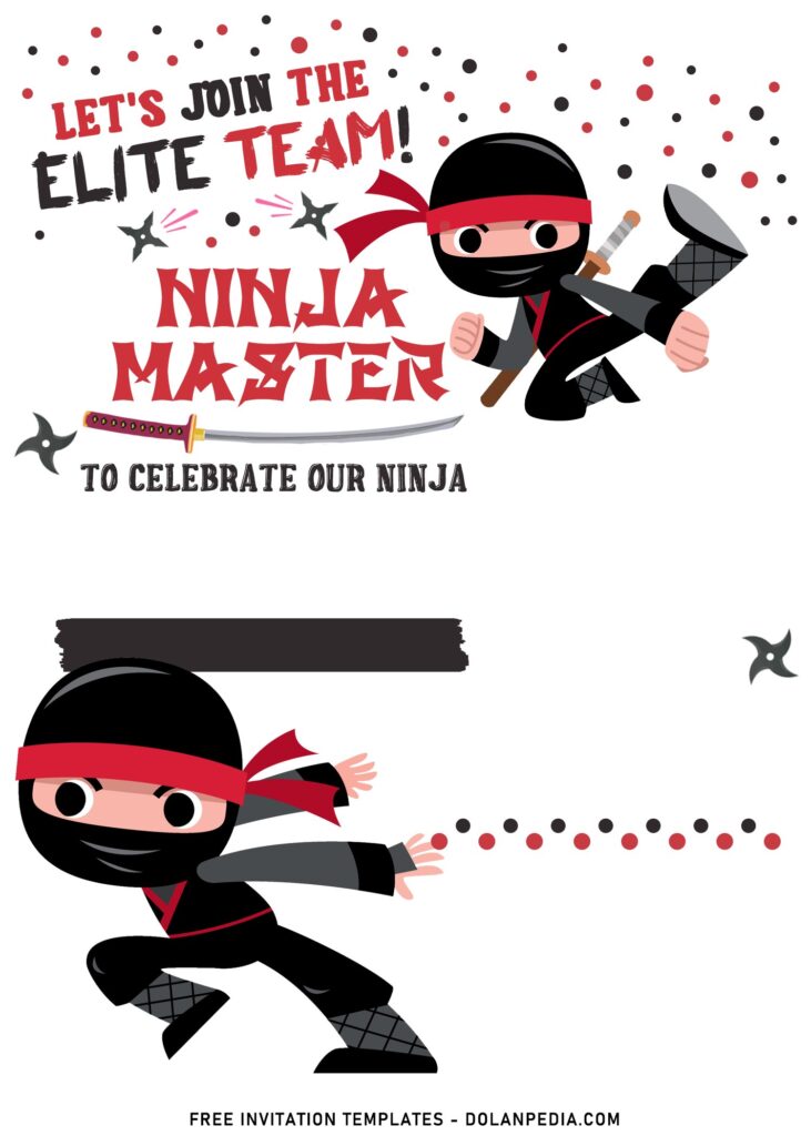 11+ Super Cool Ninja Themed Birthday Invitation Templates with Jumping and Running Ninja