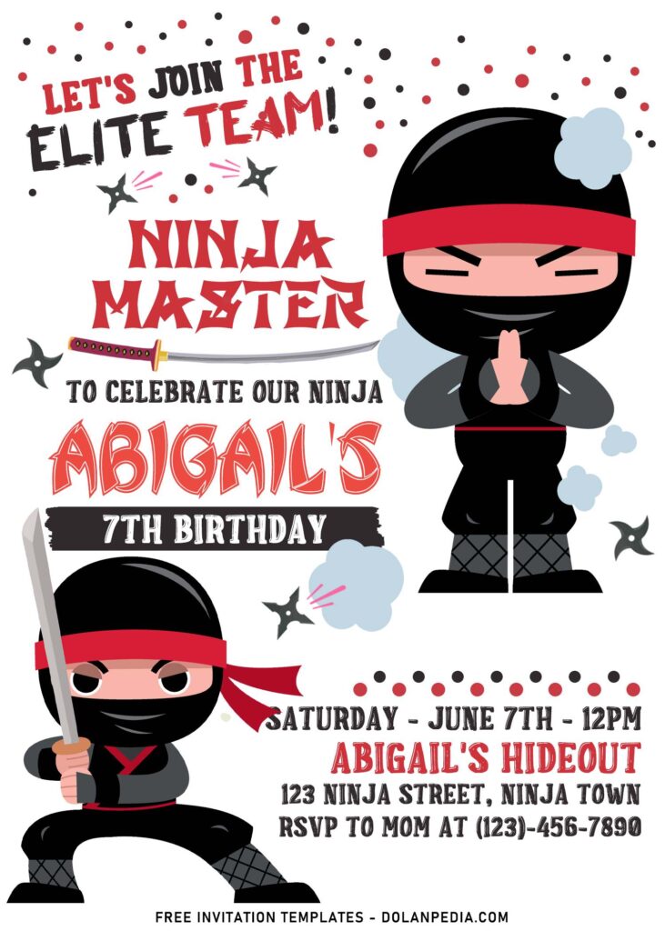 11+ Super Cool Ninja Themed Birthday Invitation Templates