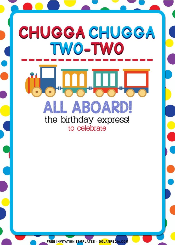 11+ Train Theme Kids Birthday Invitation Templates with Colorful dots background
