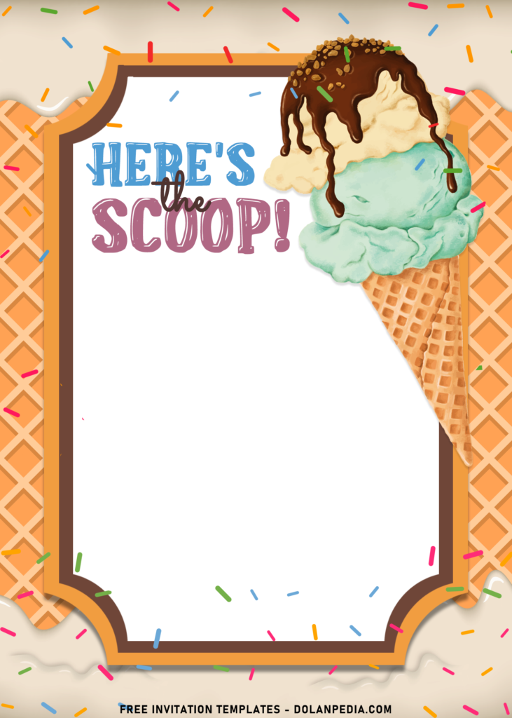 9+ Ice Cream Party Invitation Templates For Kids with double scoop ice cream cone