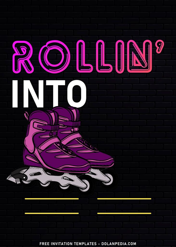 11+ Retro Roller Skating Birthday Invitation Templates with Retro Neon Text Wording