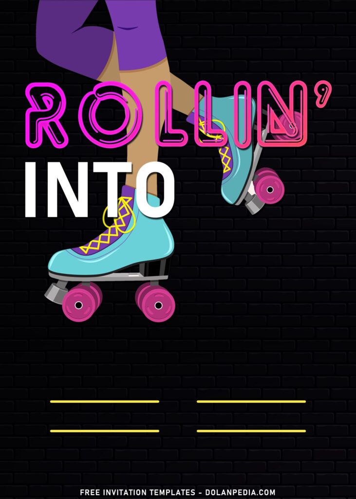 11+ Retro Roller Skating Birthday Invitation Templates with Cute Leg in Roller Skate Boots