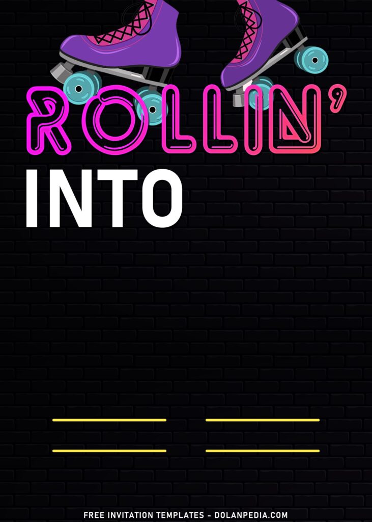 11+ Retro Roller Skating Birthday Invitation Templates with 