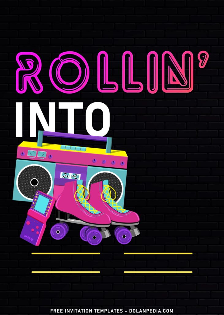 11+ Retro Roller Skating Birthday Invitation Templates with Boombox