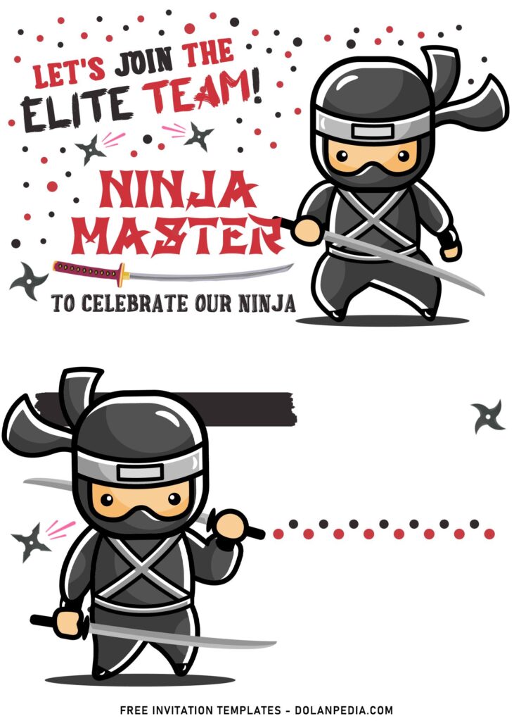 11+ Super Cool Ninja Themed Birthday Invitation Templates with solid white background