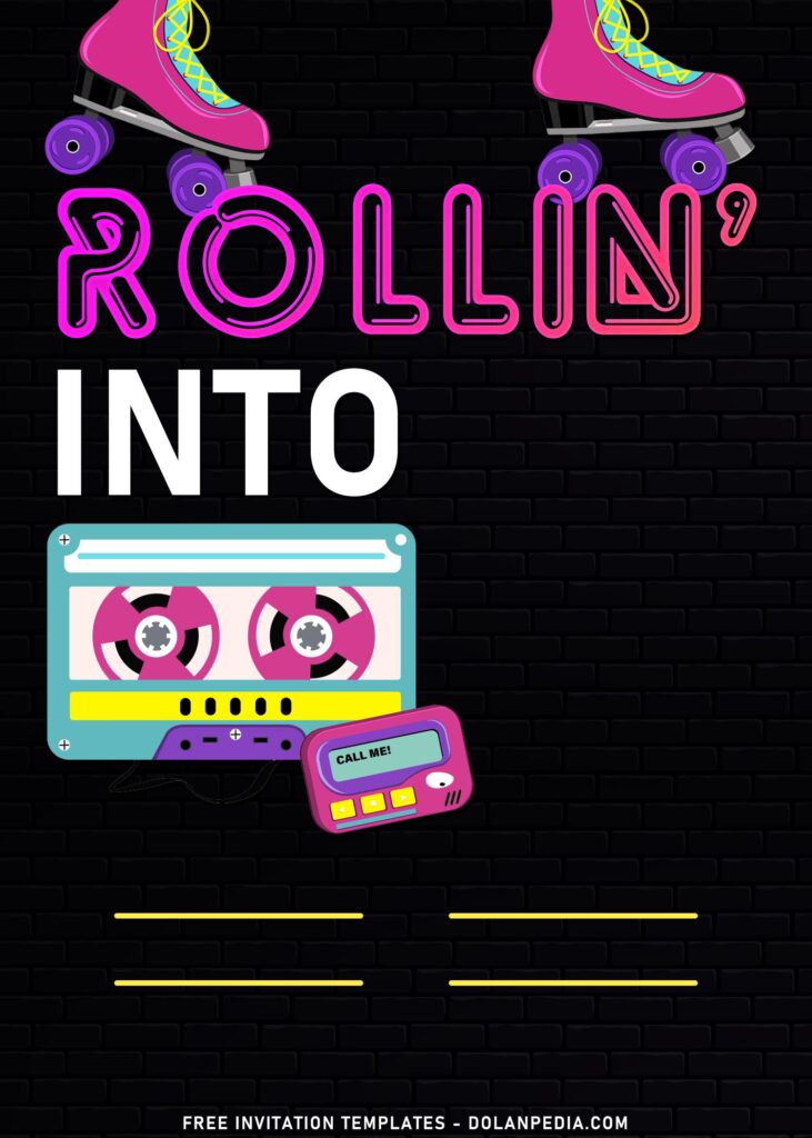 11+ Retro Roller Skating Birthday Invitation Templates with Cassette Tape