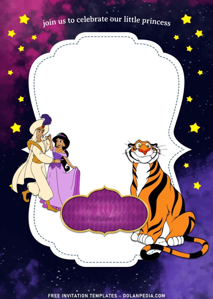 8+ Aladdin Birthday Invitation Templates with Rajah the tiger
