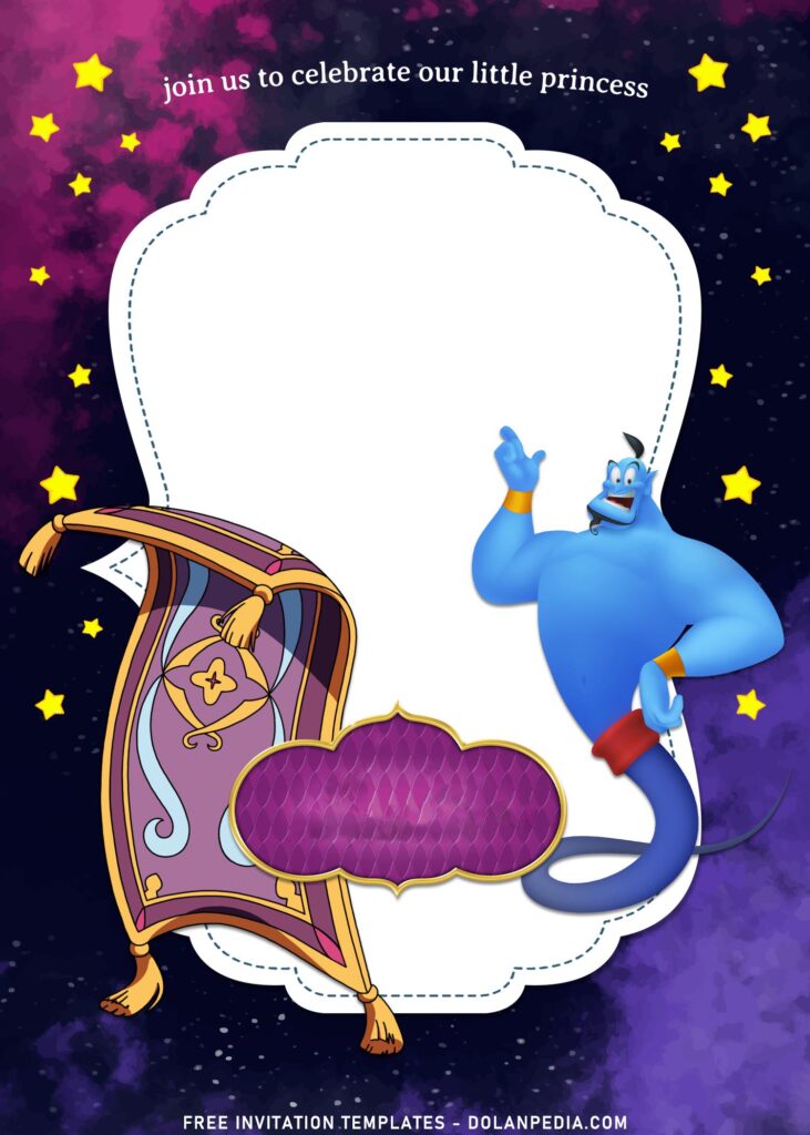8+ Aladdin Birthday Invitation Templates with Genie and Magic Carpet