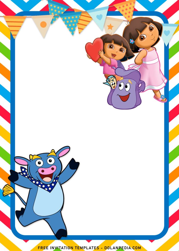 8+ Dora The Explorer Birthday Invitation Templates For Your Kid’s Birthday with Benny the cow