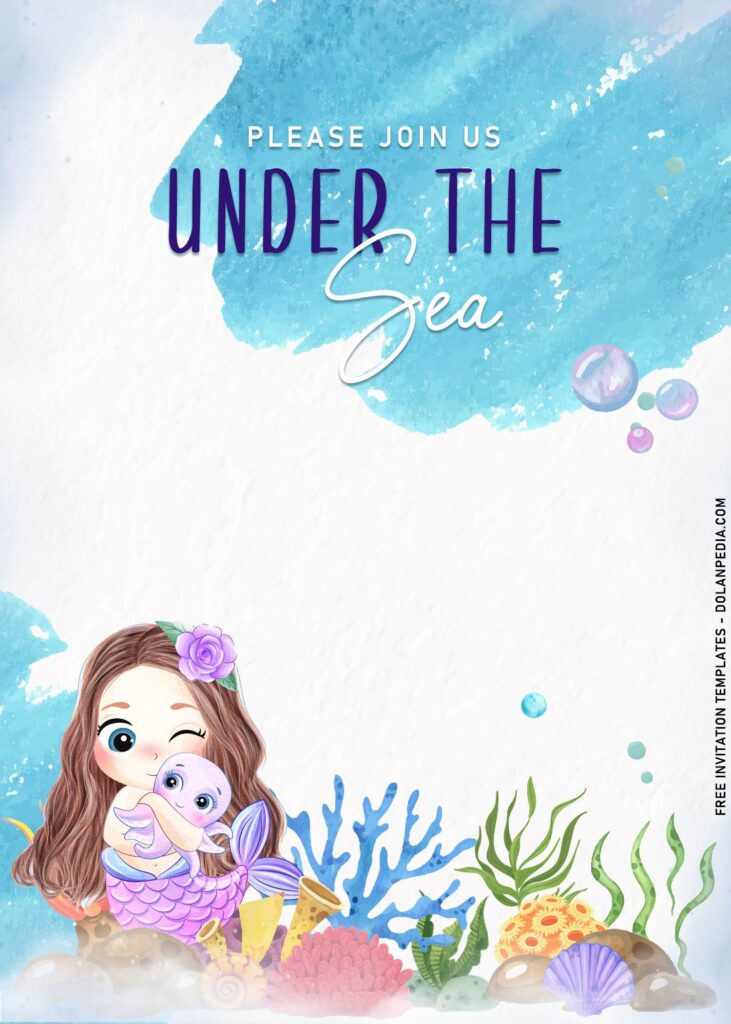 7+ Under The Sea Birthday Invitation Templates For All Sea Lovers with gorgeous watercolor mermaid