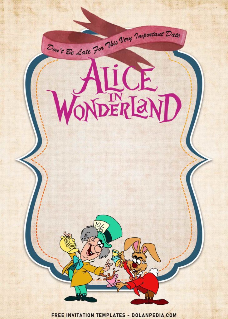 8+ Watercolor Alice In Wonderland Birthday Invitation Templates with Mad Hatter