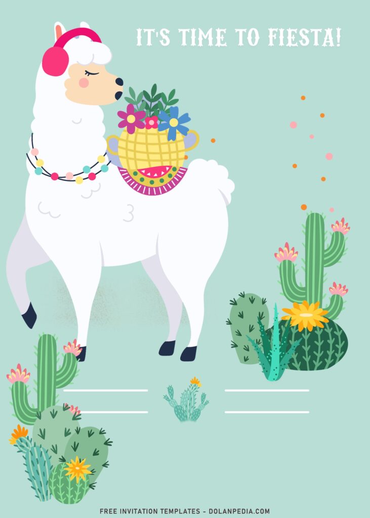 9+ Adorable Llama Birthday Invitation Templates For Your Birthday Girls with beautiful Llama and flowers on her back