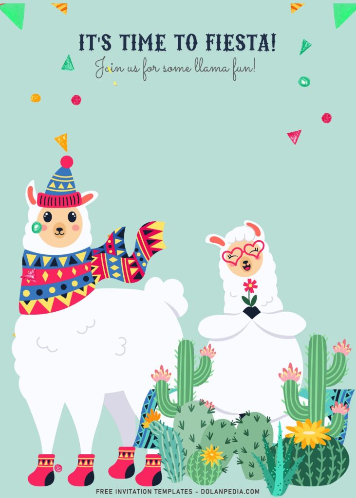 9+ Adorable Llama Birthday Invitation Templates For Your Birthday Girls with adorable Llama wears Christmas hat