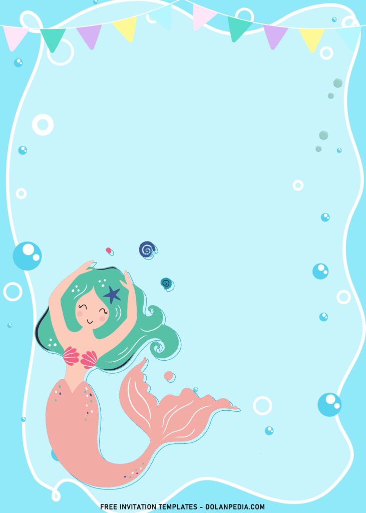 9+ Colorful Mermaid And Friends Birthday Invitation Templates with cute sea bubbles