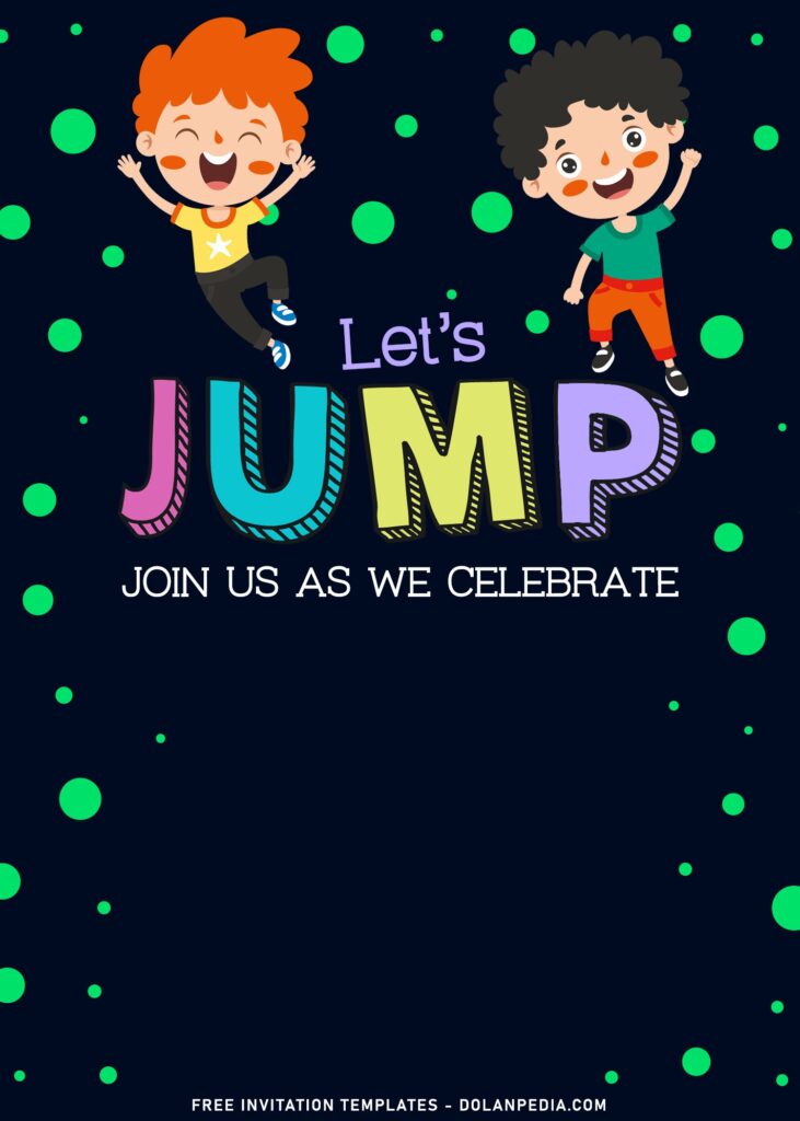 11+ Let’s Jump Party Invitation Templates For Your Kids Birthday with polka dots pattern