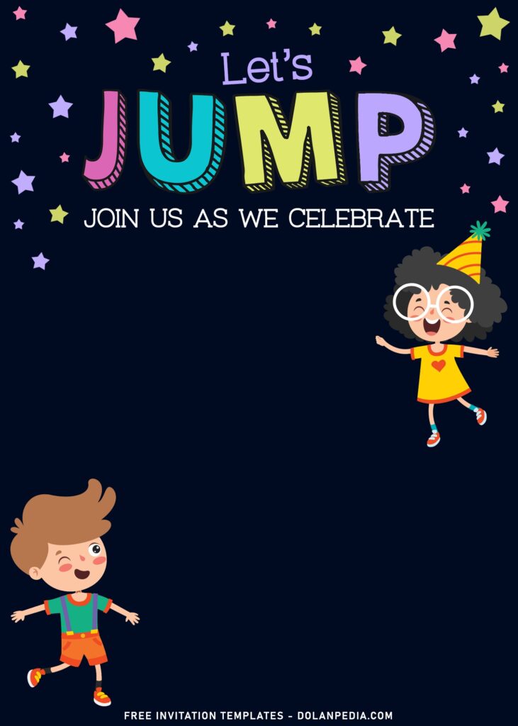 11+ Let’s Jump Party Invitation Templates For Your Kids Birthday with colorful wording