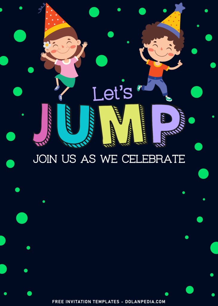 11+ Let’s Jump Party Invitation Templates For Your Kids Birthday with happy kids