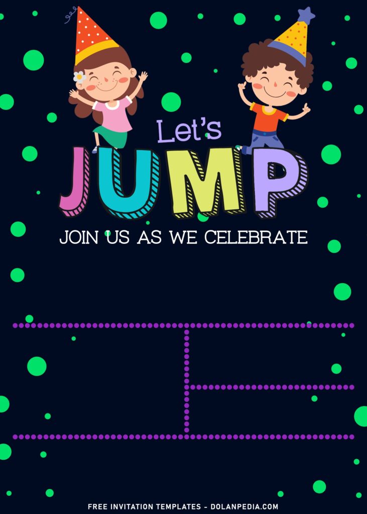11+ Let’s Jump Party Invitation Templates For Your Kids Birthday with cute kid doodles