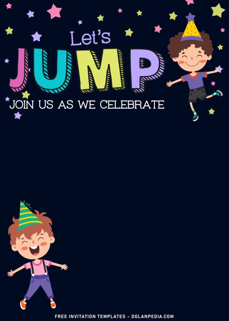 11+ Let’s Jump Party Invitation Templates For Your Kids Birthday with cute doodles