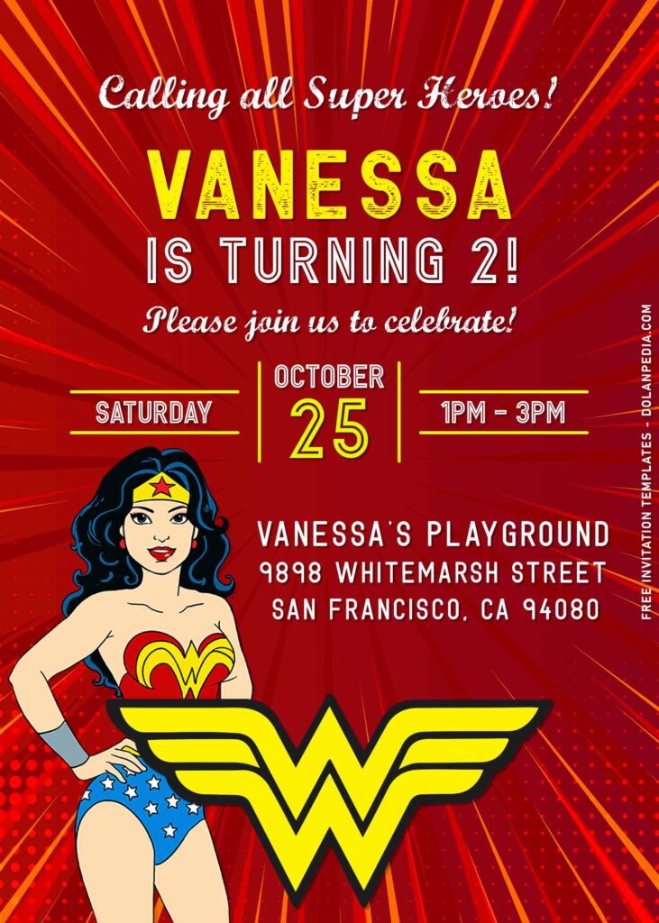 10+ Cute DC Comics Wonder Woman Birthday Invitation Templates