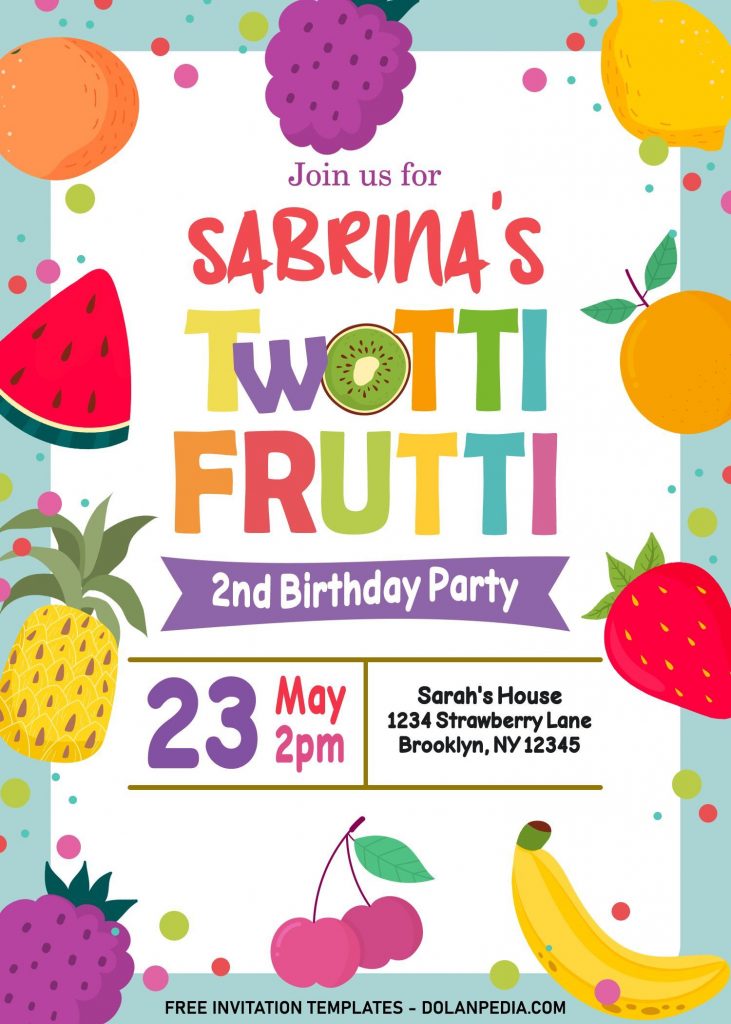 10+ Cheerful Tutti Frutti Birthday Invitation Templates For Your Kid's Birthday