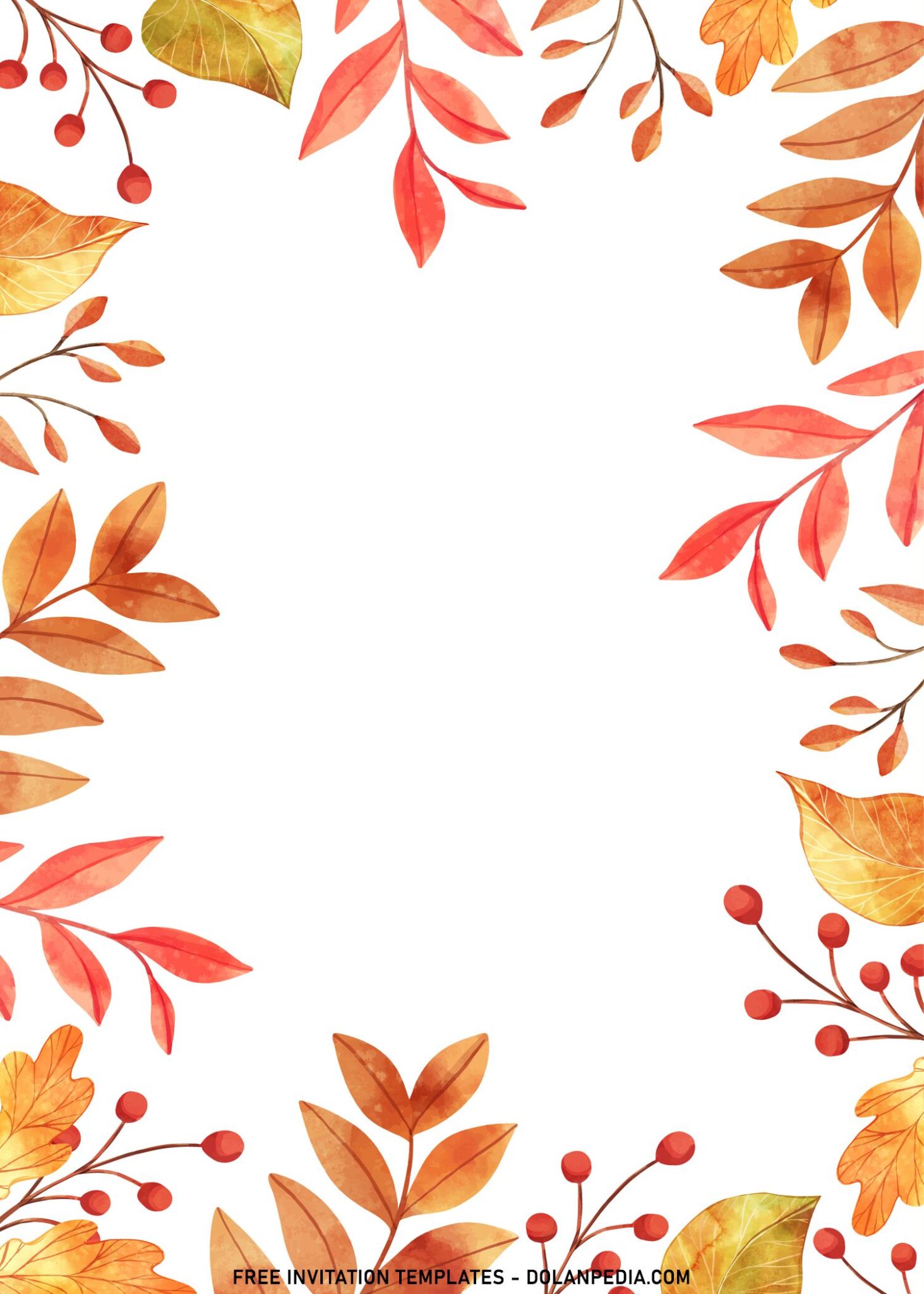 11+ Beautiful Autumn Leaves Border Birthday Invitation Templates ...